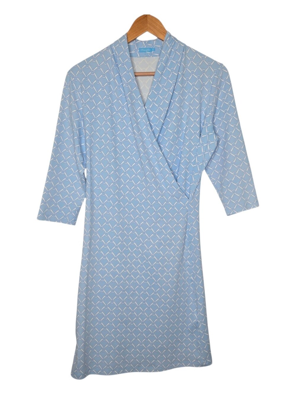 J McLaughlin Womens Blue Snaffle Print Catalina Cloth Faux Wrap Dress Medium